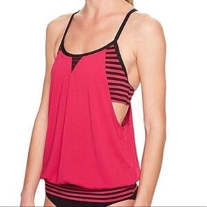 NWT $78 Nike Laser Striped Layered Tankini‎ Top